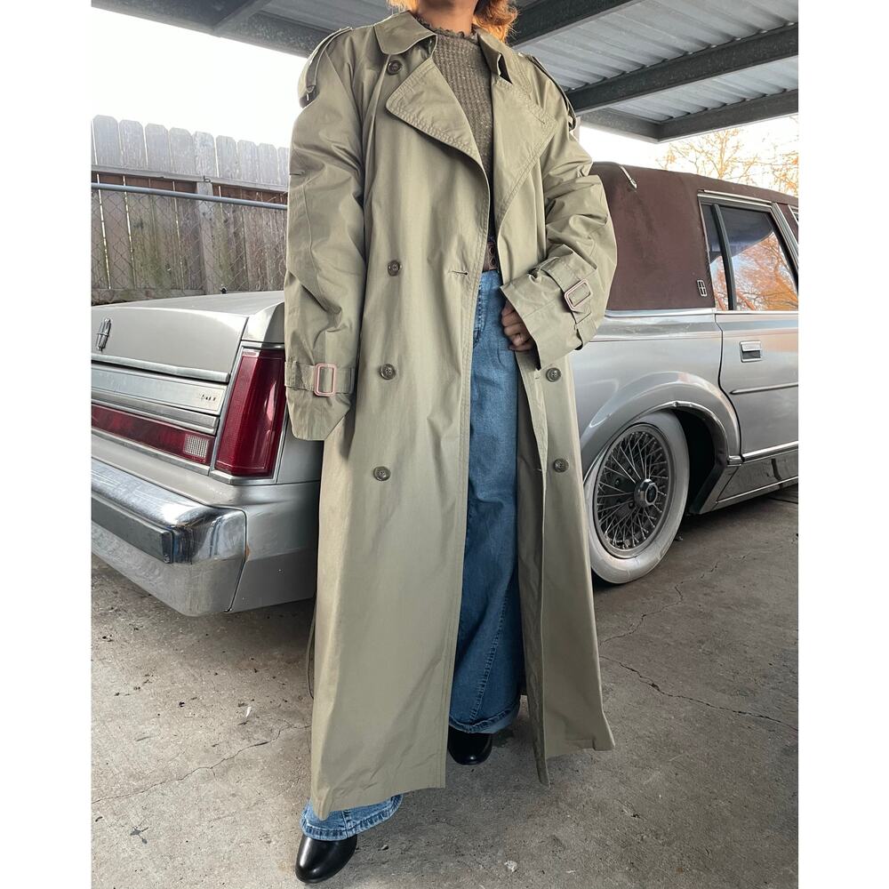 Vintage London Fog Classic Double Breasted Blanket Lined Mens Trench Coat 42L